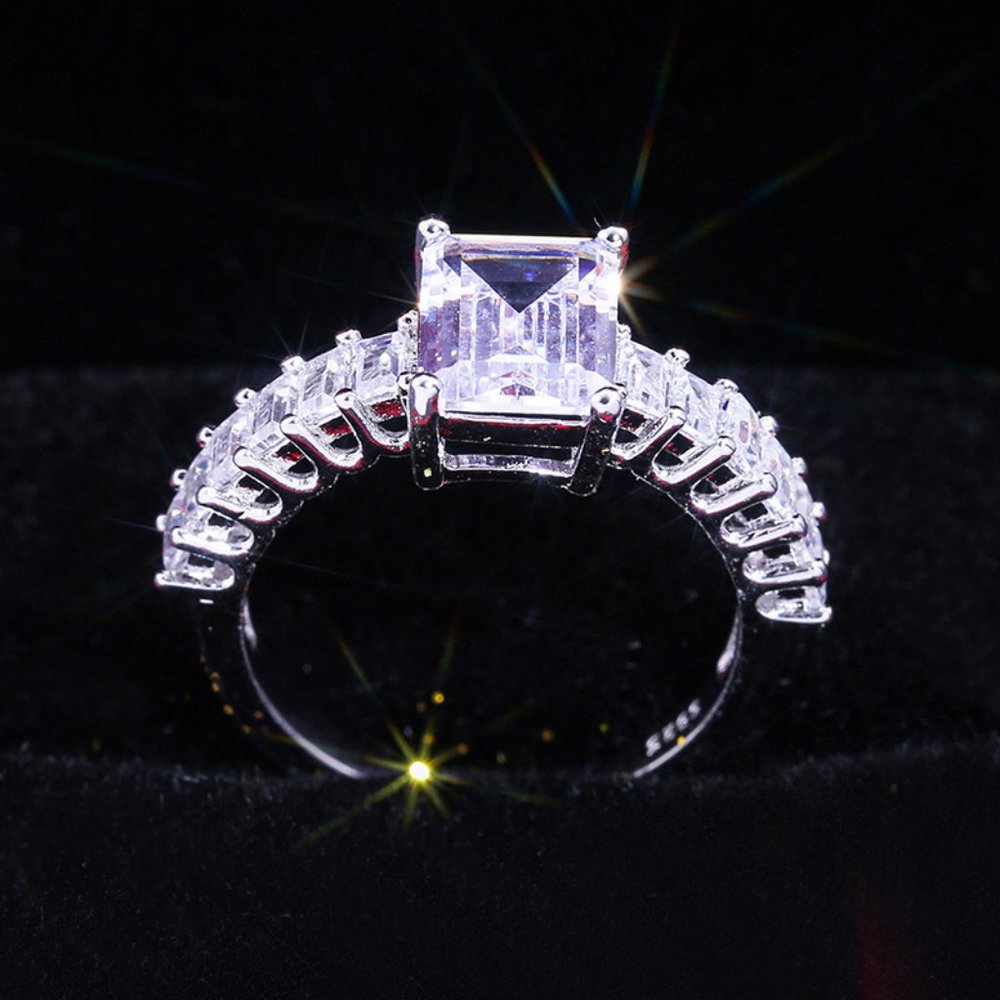NEW 925 Sterling Silver Diamond Radiant Cut Ring - Picture 3 of 6